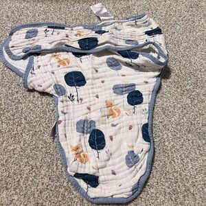 aden + anais Fox Print Swaddle in Blue and Cream